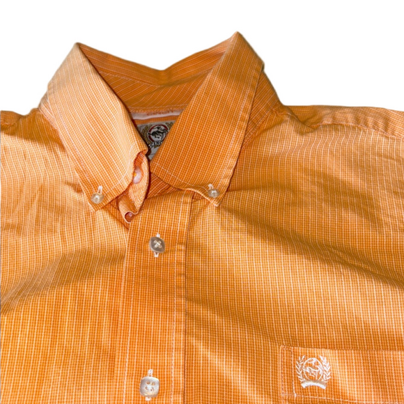 Cinch Other - Cinch Mens Medium Tangerine Orange Western Long Sleeve Button Down Shirt